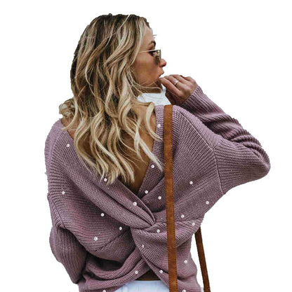 Pull en tricot à design drapé pour femmes avec des détails ornés de perles Chic und Still