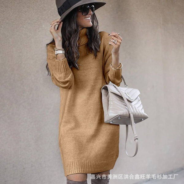 Robe pull en grosse maille pour femmes avec col montant et matériau doux Chic und Stil