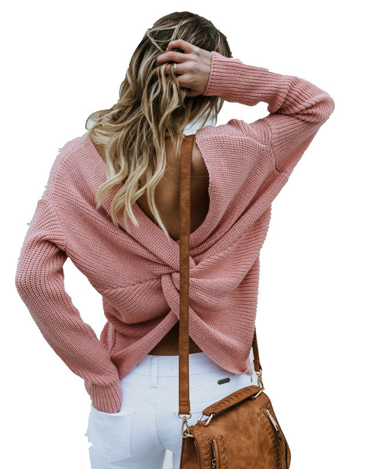 Pull en tricot décontracté pour femmes avec un détail de dos plongeant et une coupe oversize Chic und Stil