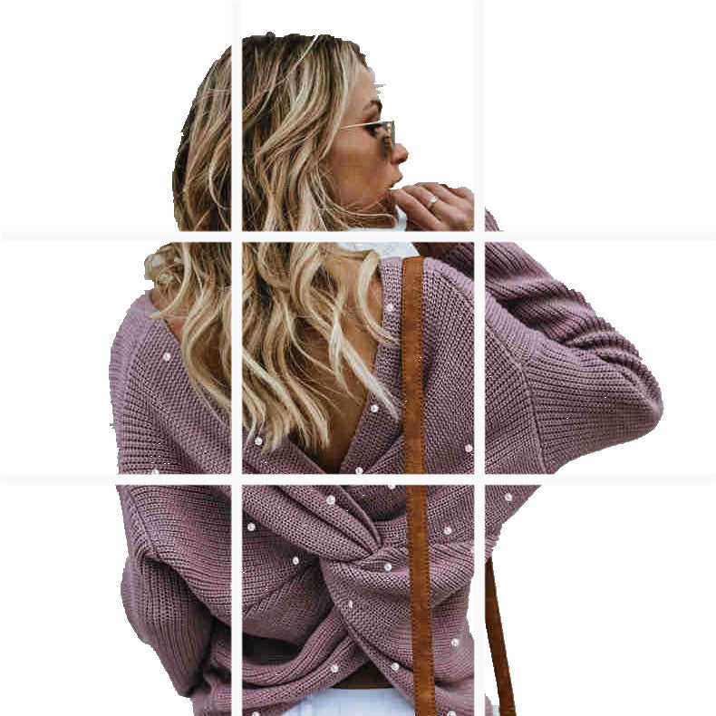 Pull femme en tricot avec détail torsadé et garniture en perles Chic und Stil