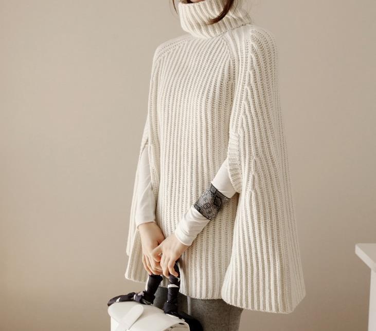 Pull en tricot surdimensionné pour femmes avec col haut et design texturé Chic und Stil