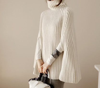 Pull en tricot surdimensionné pour femmes avec col haut et design texturé Chic und Stil