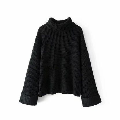 Pull-over en maille épaisse pour femmes avec col roulé décontracté et manches raglan Chic und Stil