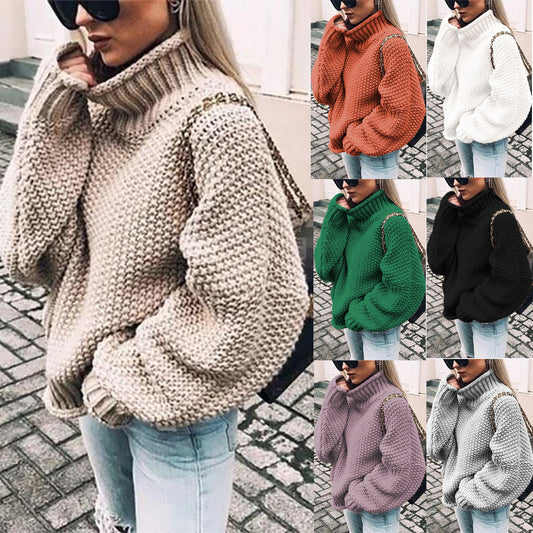 Pull femme en tricot épais avec col montant et coupe décontractée Chic und Stil