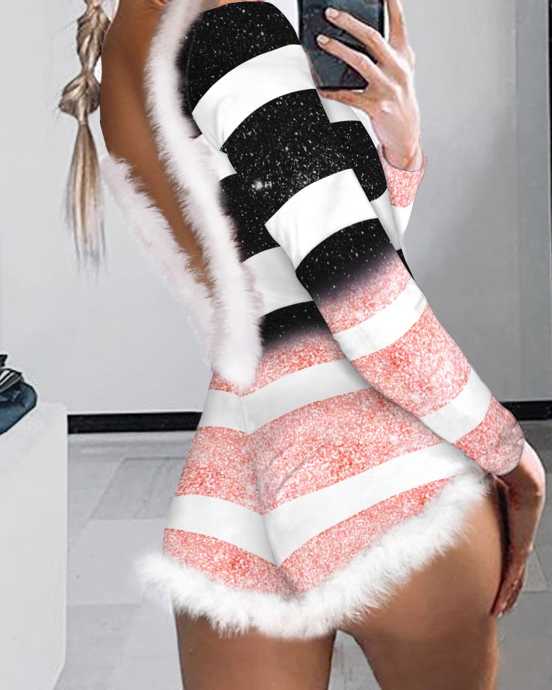 Chic und Stil | Christmas Floral Sexy Body Tight Jumpsuit Shorts