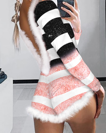 Chic und Stil | Christmas Floral Sexy Body Tight Jumpsuit Shorts