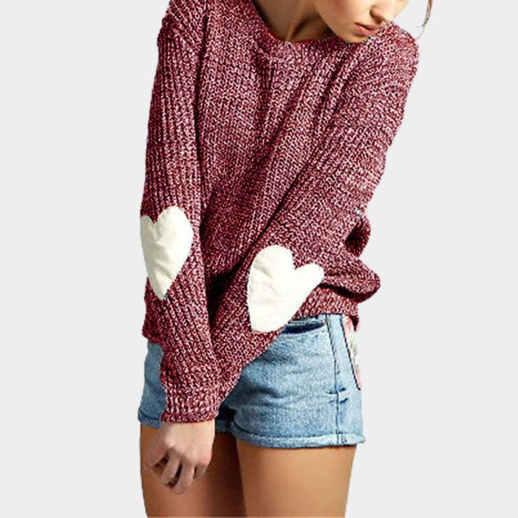 Pull en grosse maille pour femmes avec applications en forme de cœur Chic und Stil