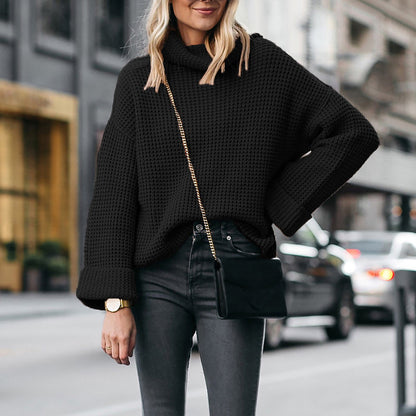 Pull-over en maille épaisse pour femmes avec col roulé décontracté et manches raglan Chic und Stil