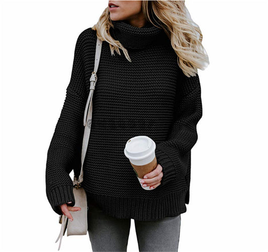 Pull-over en grosse maille pour femmes avec col haut et silhouette décontractée Chic und Stil