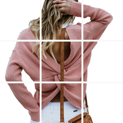 Pull femme avec dos ouvert et design en nœud Chic und Stil