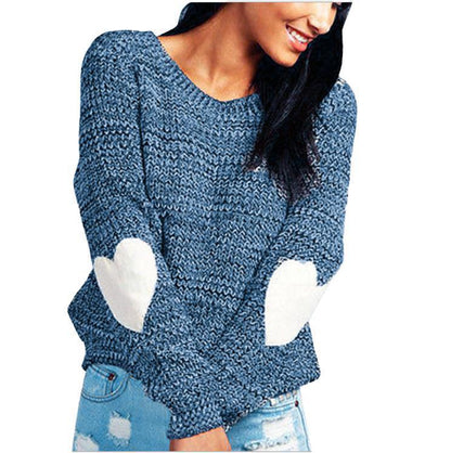 Pull en grosse maille pour femmes avec applications en forme de cœur Chic und Stil