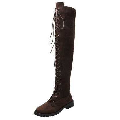 Bottes au-dessus du genou pour femmes avec laçage à la mode et semelle antidérapante Chic und Stil