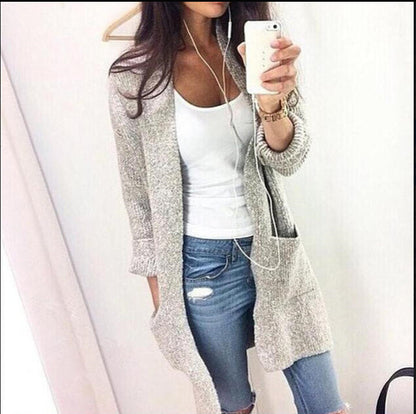 Cardigan en tricot décontracté pour femmes avec poches ouvertes et fine structure Chic und Stil