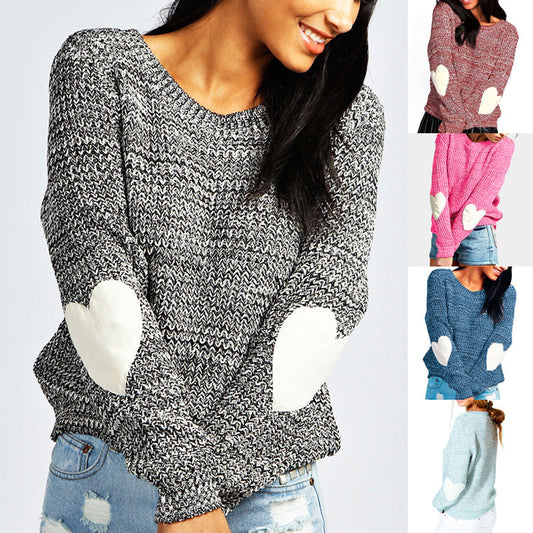 Pull en grosse maille pour femmes avec applications en forme de cœur Chic und Stil