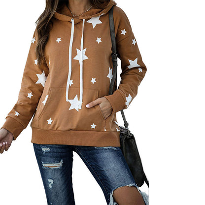 Dame sweat à capuche décontracté avec motif d'étoiles et poche kangourou pratique Chic und Stil