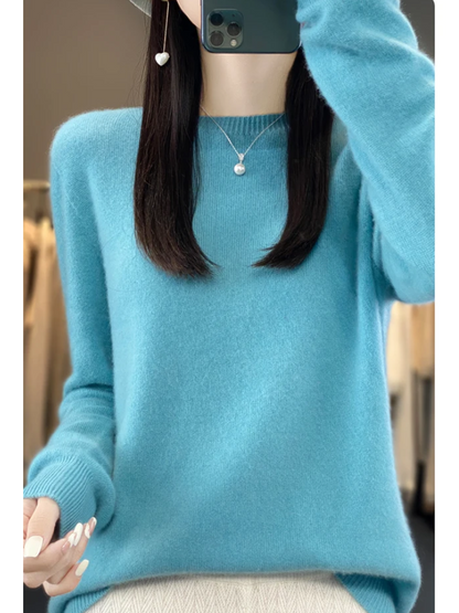 Chic und Stil | Women's Cashmere Sweater Round Neck Soft Elegant Knit Sweater
