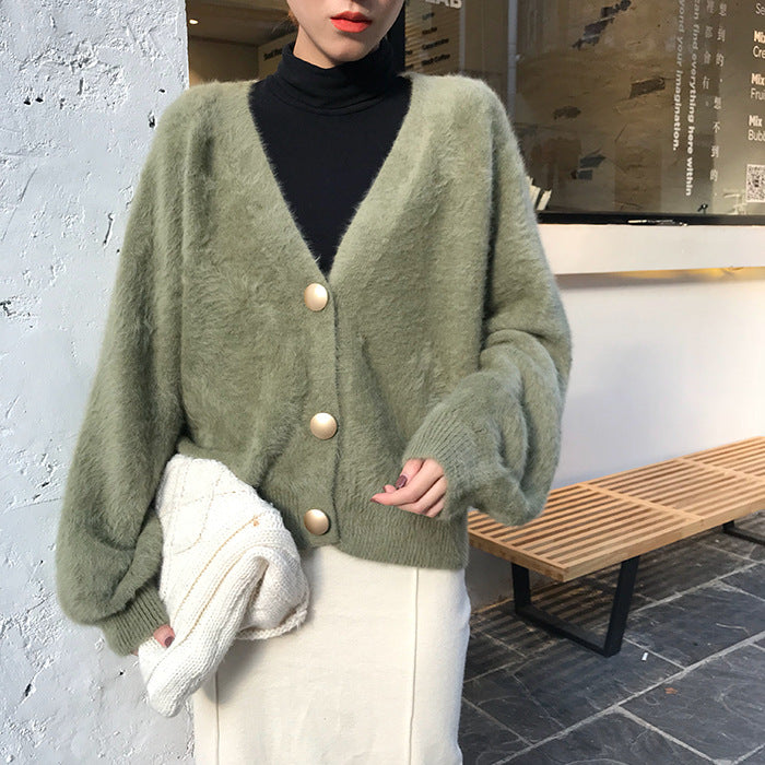 Dames Dou cardigan doux avec des manches volumineuses et des boutons élégants Chic und Stil