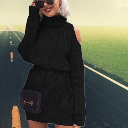 Pull en tricot élégant pour dames avec col montant et épaules dénudées Chic und Stil