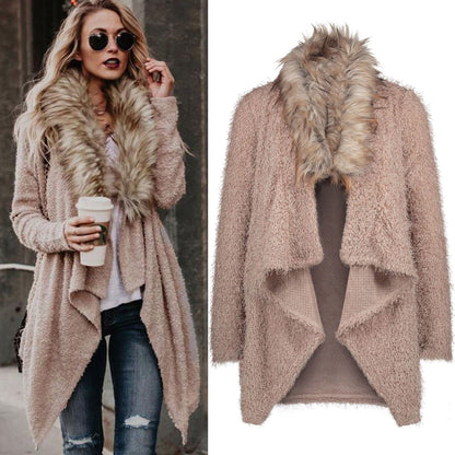 Dames Gilet en tricot chaud avec col en fausse fourrure amovible Chic und Stil