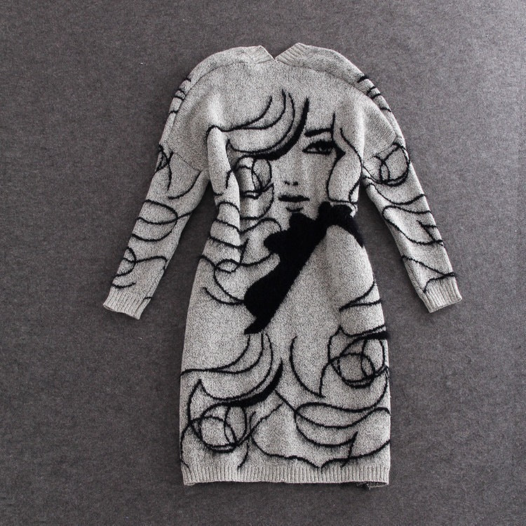 Robe en tricot pour femme avec design artistique et silhouette élégante Chic und Stil