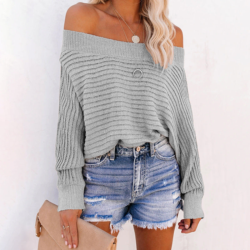 Pull décontracté pour femmes avec un design sans épaules et un motif en tricot texturé Chic und Stil