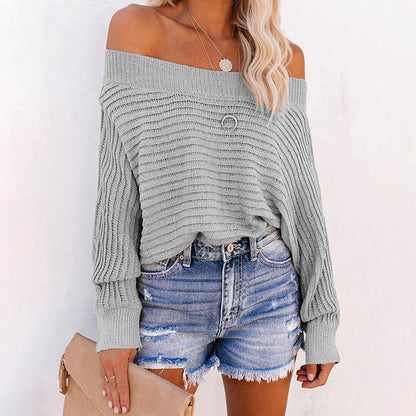 Pull décontracté pour femmes avec un design sans épaules et un motif en tricot texturé Chic und Stil