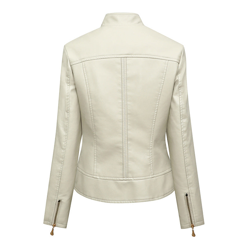 Dames élégante veste en simili cuir avec des détails de fermeture éclair à la mode Chic und Stil