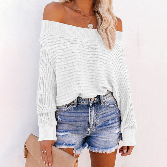Pull décontracté pour femmes avec un design sans épaules et un motif en tricot texturé Chic und Stil