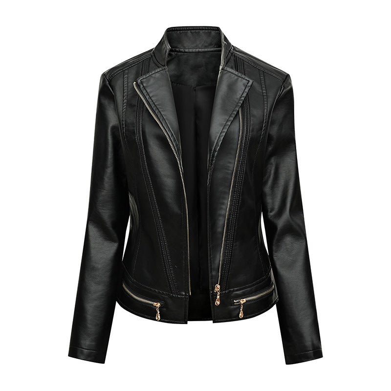 Dames élégante veste en simili cuir avec des détails de fermeture éclair à la mode Chic und Stil