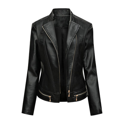Dames élégante veste en simili cuir avec des détails de fermeture éclair à la mode Chic und Stil