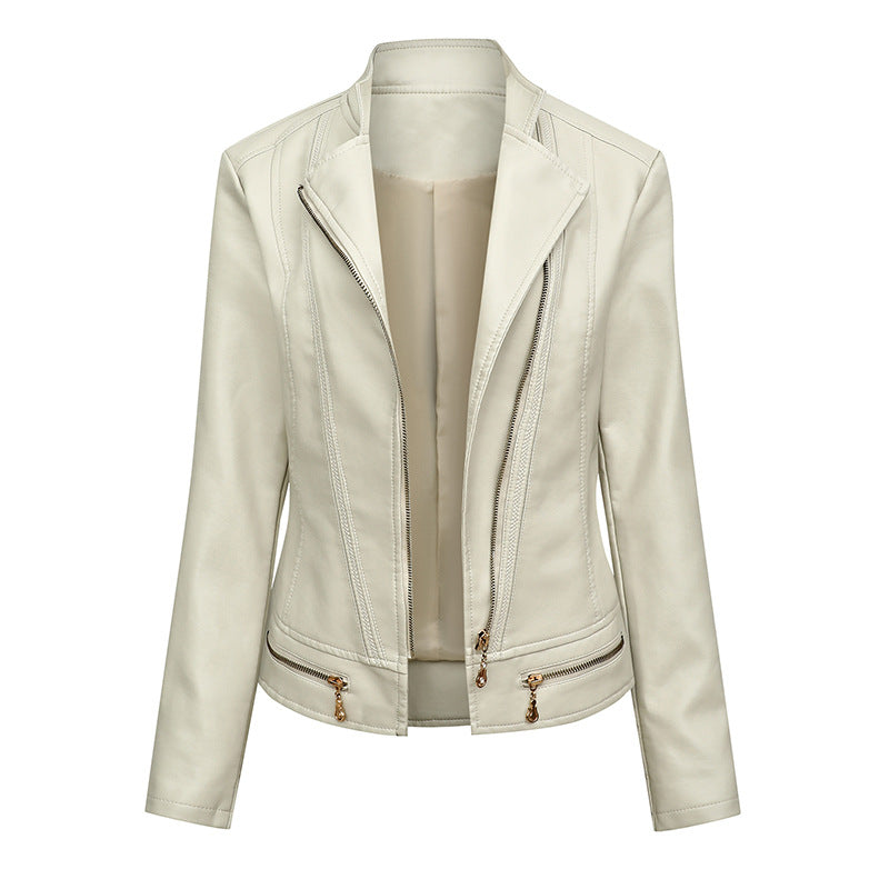 Dames élégante veste en simili cuir avec des détails de fermeture éclair à la mode Chic und Stil