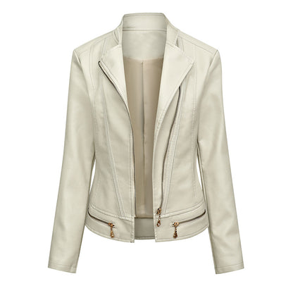 Dames élégante veste en simili cuir avec des détails de fermeture éclair à la mode Chic und Stil