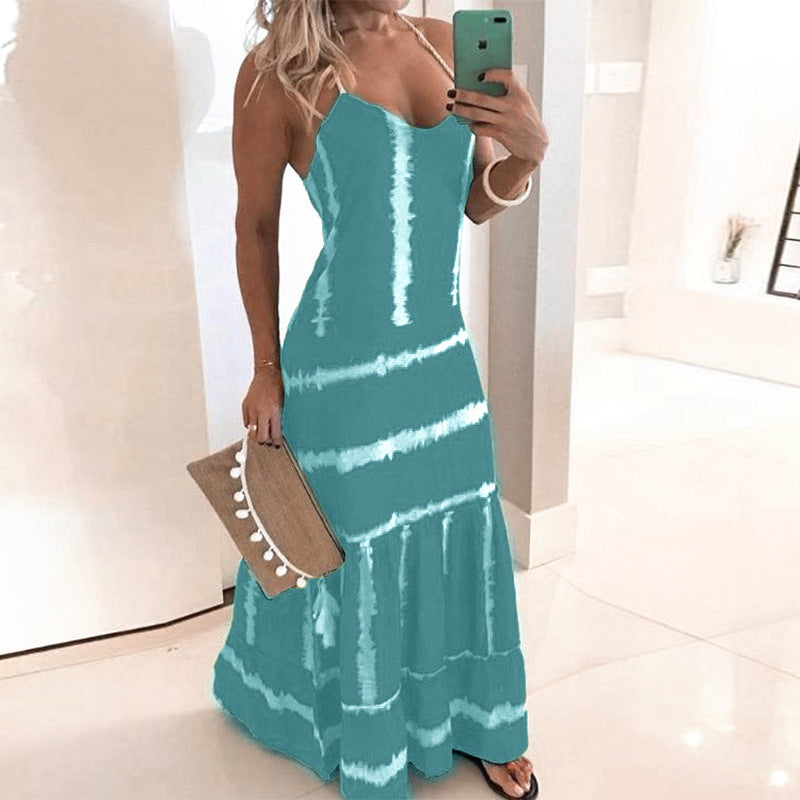 Robe maxi tie-dye pour femmes avec bretelles réglables Chic und Stil