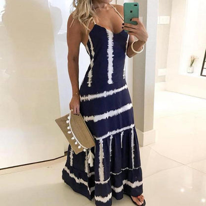 Robe maxi tie-dye pour femmes avec bretelles réglables Chic und Stil
