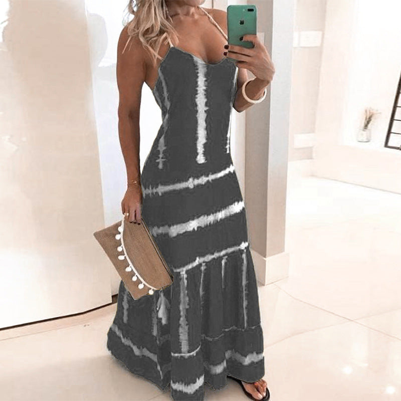 Robe maxi tie-dye pour femmes avec bretelles réglables Chic und Stil