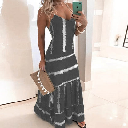Robe maxi tie-dye pour femmes avec bretelles réglables Chic und Stil