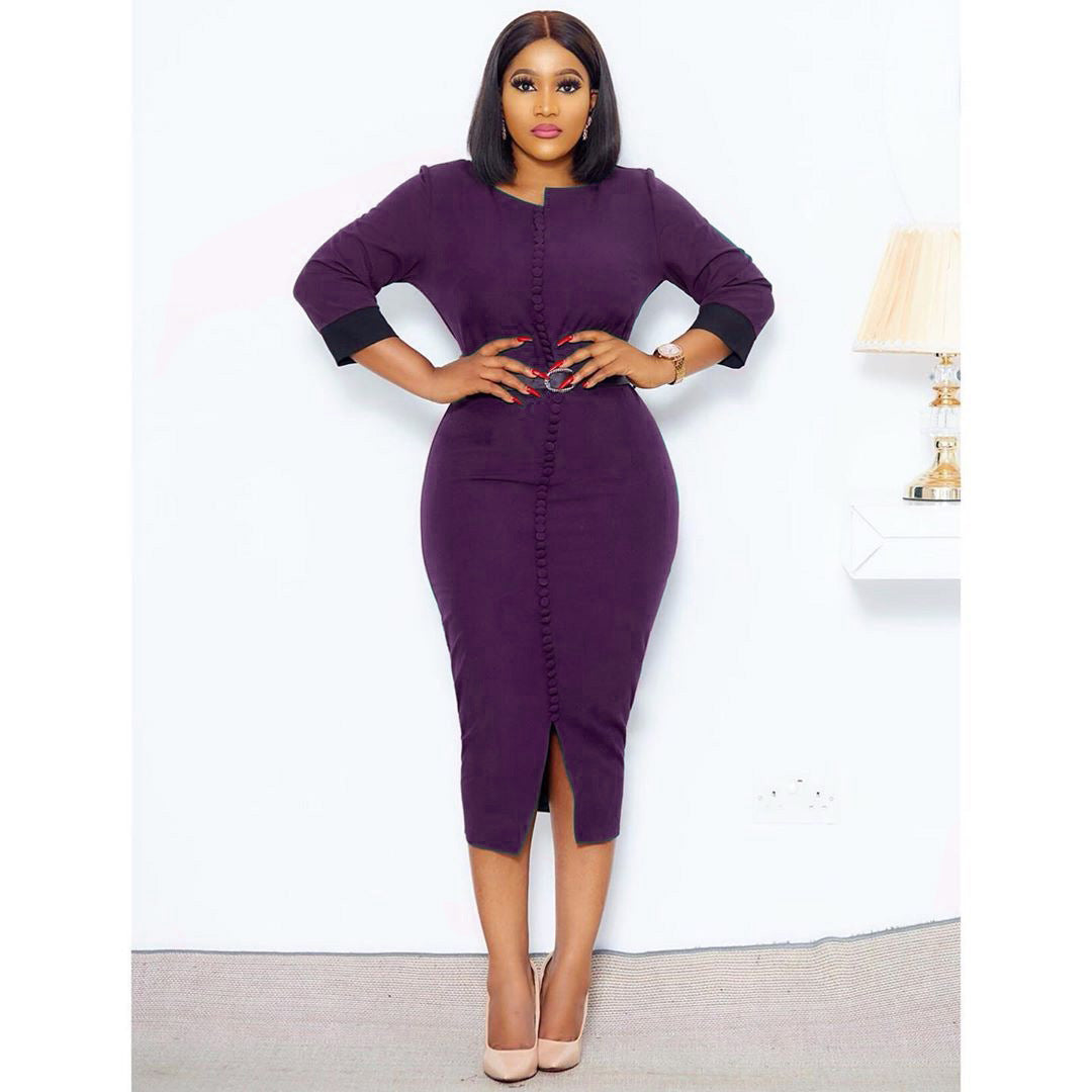Robe crayon élégante pour femmes avec détails de boutons et ceinture cintrée Chic und Stil