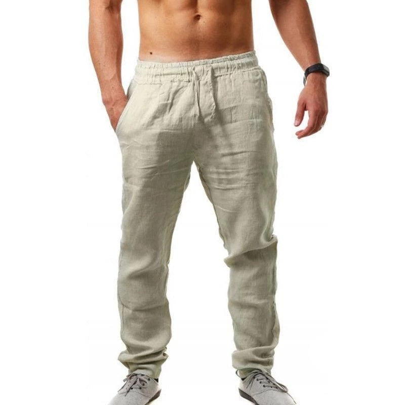 Casual linen pants for men with elastic waistband and side pockets Chic and Style