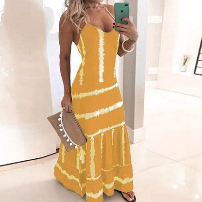 Robe maxi tie-dye pour femmes avec bretelles réglables Chic und Stil