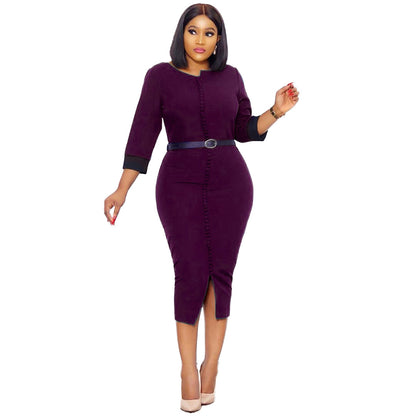 Robe crayon élégante pour femmes avec détails de boutons et ceinture cintrée Chic und Stil