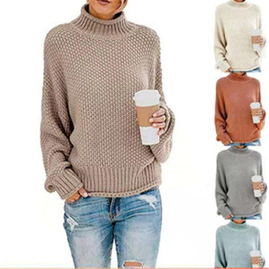 Dames pull en grosse maille avec col montant et surface texturée Chic und Stil