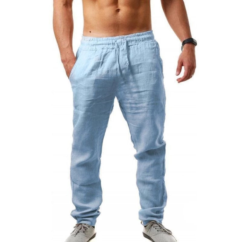Casual linen pants for men with elastic waistband and side pockets Chic and Style
