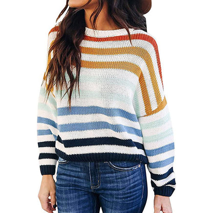 Pull en tricot rayé pour femmes avec coupe décontractée et manches larges Chic und Stil