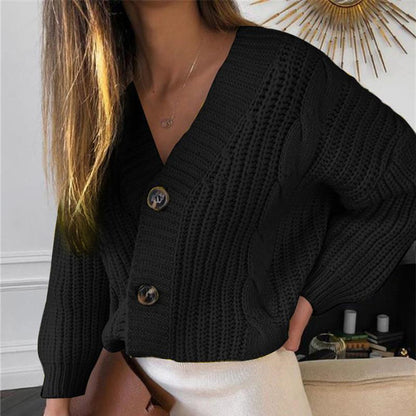 Cardigan en grosse maille pour femmes avec un motif torsadé à la mode et de grands boutons Chic und Still
