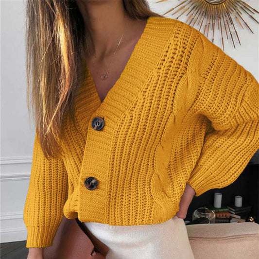 Cardigan en grosse maille pour femmes avec un motif torsadé à la mode et de grands boutons Chic und Still