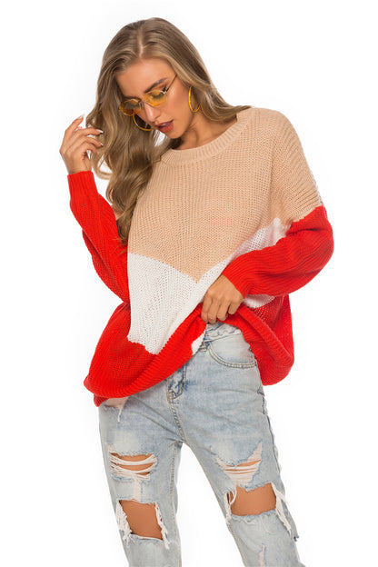 Oversized casual pullover for women with V-neck and zigzag design Chic und Stil