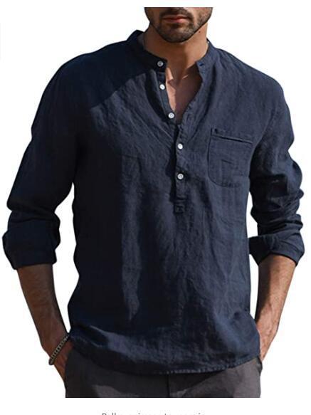 Chemise en lin pour hommes avec coupe mi-longue et poche poitrine pratique Chic und Stil