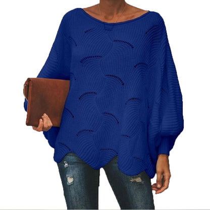 Pull-over en tricot surdimensionné pour femmes avec un motif de vagues romantique Chic und Stil