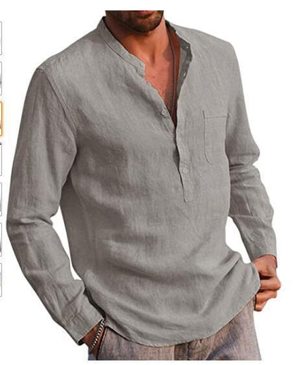 Chemise en lin pour hommes avec coupe mi-longue et poche poitrine pratique Chic und Stil