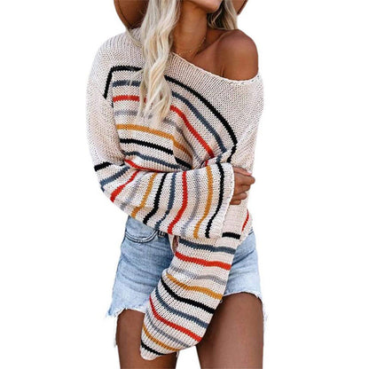 Pull et haut en tricot pour femmes avec motif rayé coloré Chic und Stil